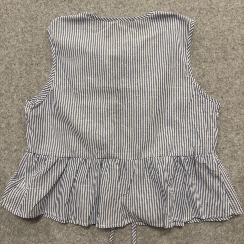 Cupshe Womens Blue White Striped Tie Front Peplum Tank Top Large NWT - Picture 8 of 8